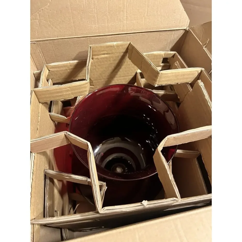 Vtg PartyLite P9099 Ruby Red Hurricane Pedestal Glass Candle Holder Vase 12.25
